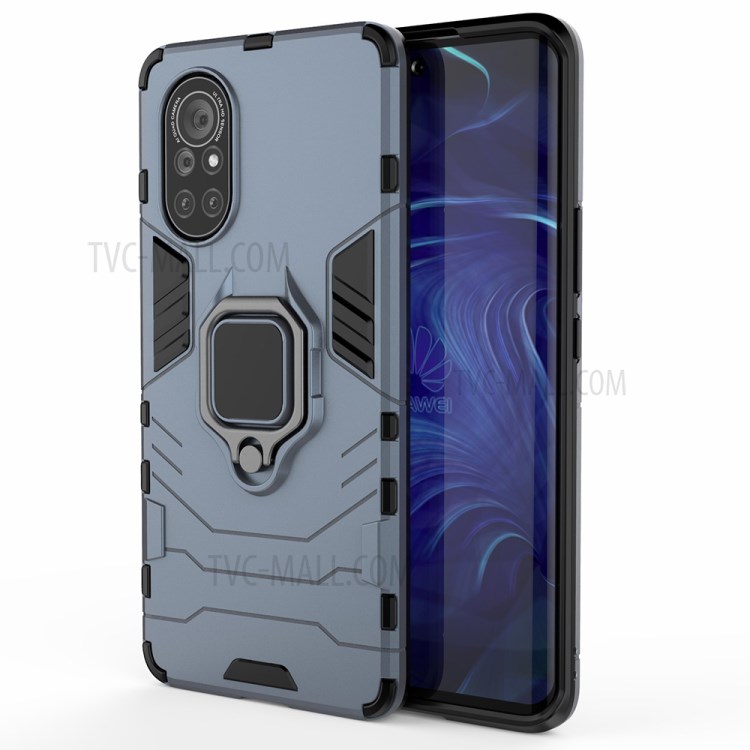 PC + TPU Combo Hybrid Protective Shell with Finger Ring Kickstand Design for Huawei nova 8 5G - Blue-2