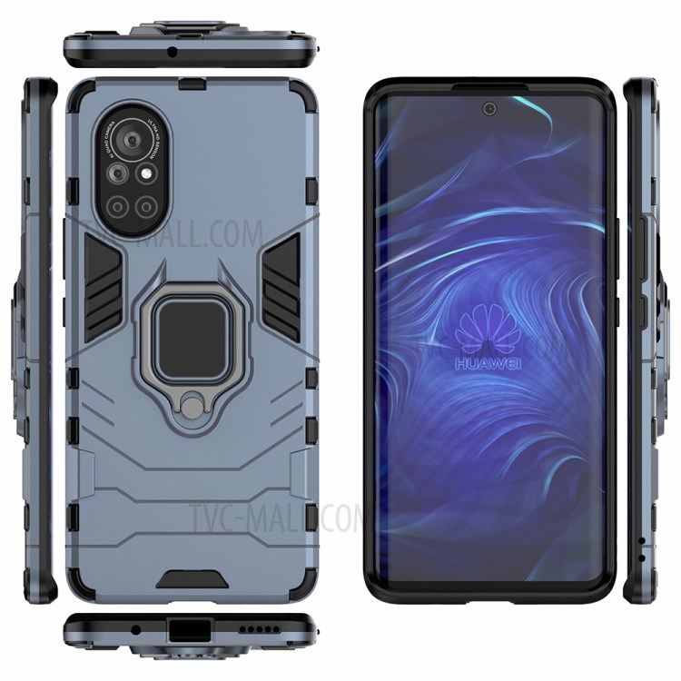 PC + TPU Combo Hybrid Protective Shell with Finger Ring Kickstand Design for Huawei nova 8 5G - Blue-3