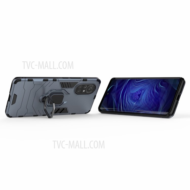 PC + TPU Combo Hybrid Protective Shell with Finger Ring Kickstand Design for Huawei nova 8 5G - Blue-4