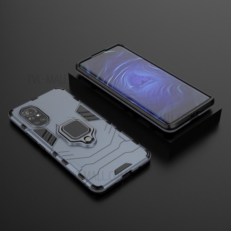 PC + TPU Combo Hybrid Protective Shell with Finger Ring Kickstand Design for Huawei nova 8 5G - Blue-5