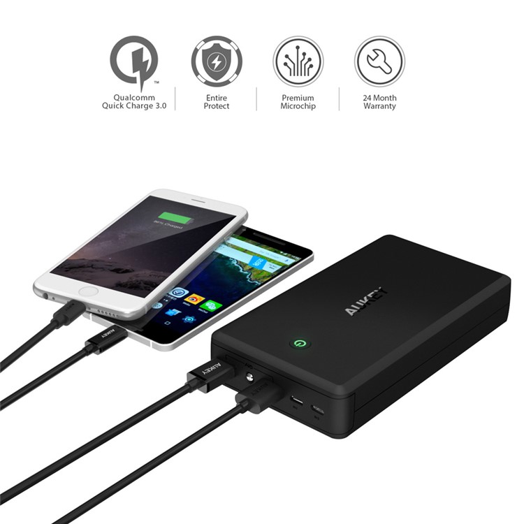 AUKEY PB-T11 30000mAh 2-Port USB Power Bank with Quick Charge 3.0-2