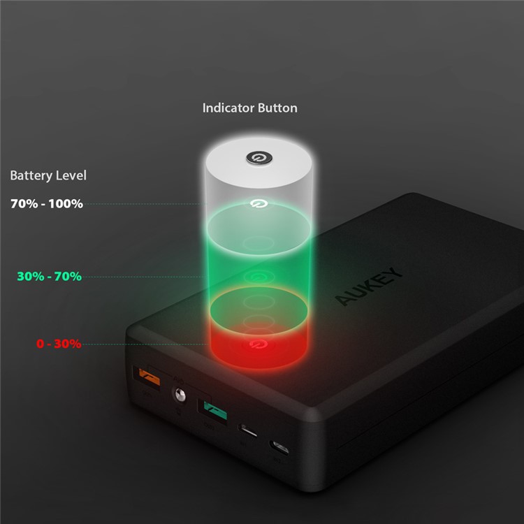 AUKEY PB-T11 30000mAh 2-Port USB Power Bank with Quick Charge 3.0-8