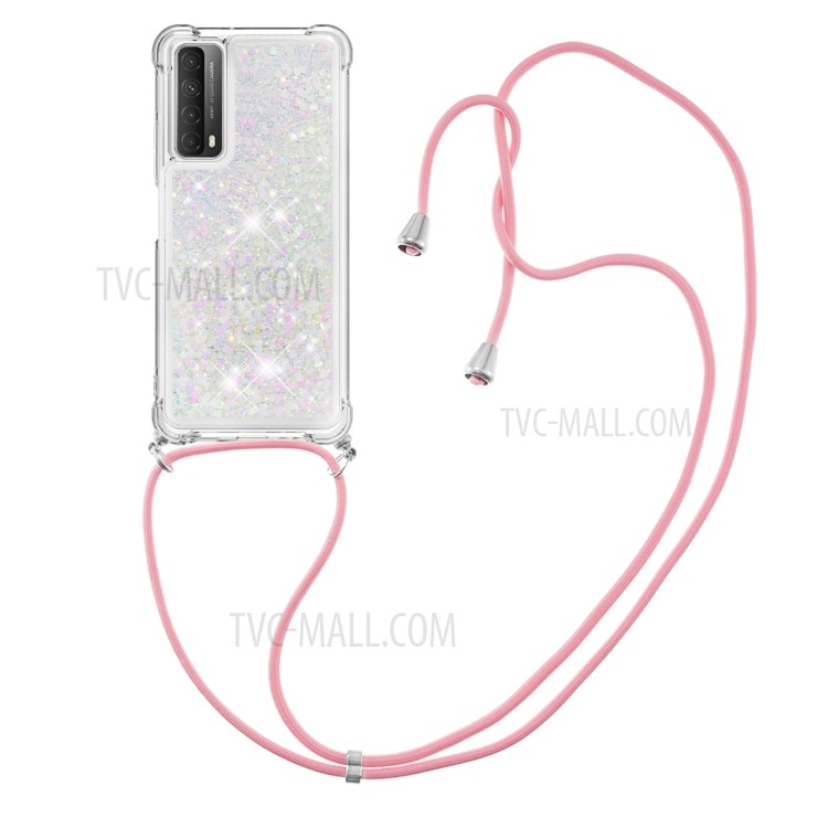 TPU Quicksand Design Phone Protective Shell Cover with Hanging Strap for Huawei P smart 2021/Y7a - White-3