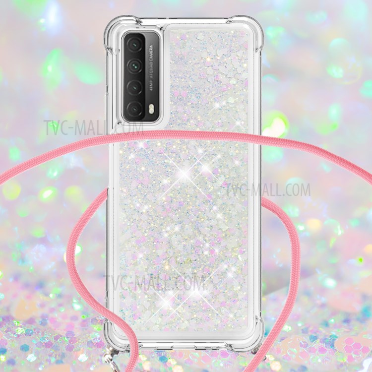 TPU Quicksand Design Phone Protective Shell Cover with Hanging Strap for Huawei P smart 2021/Y7a - White-4