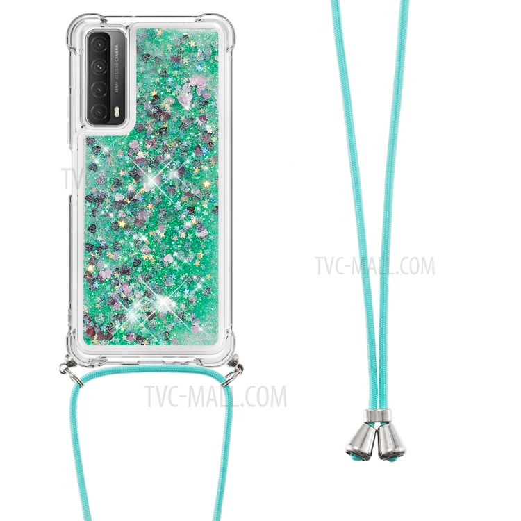 TPU Quicksand Design Phone Protective Shell Cover with Hanging Strap for Huawei P smart 2021/Y7a - Green-2