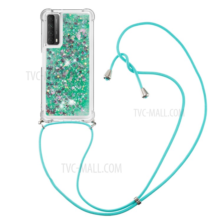TPU Quicksand Design Phone Protective Shell Cover with Hanging Strap for Huawei P smart 2021/Y7a - Green-3