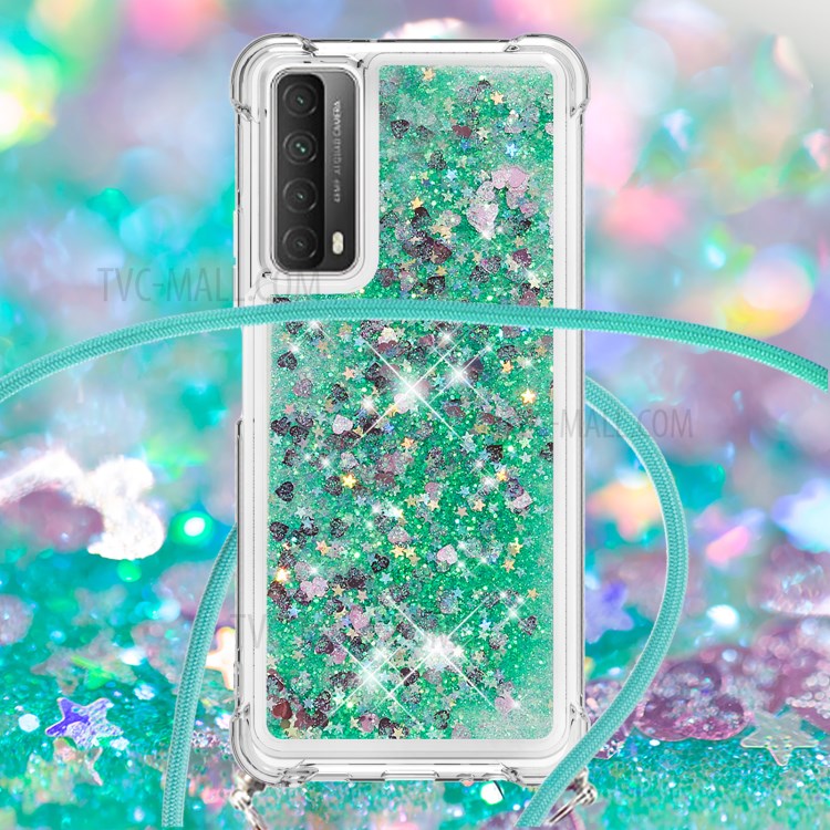TPU Quicksand Design Phone Protective Shell Cover with Hanging Strap for Huawei P smart 2021/Y7a - Green-4