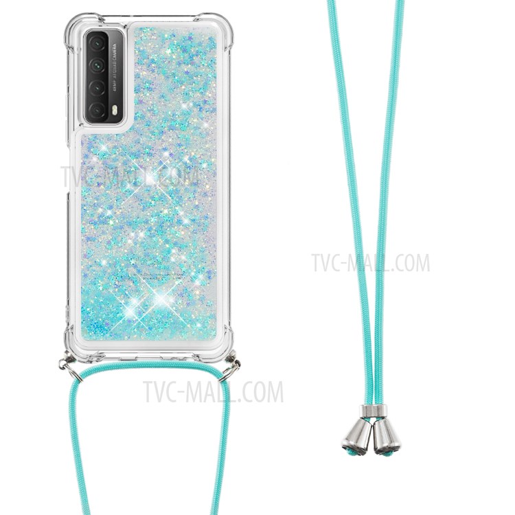 TPU Quicksand Design Phone Protective Shell Cover with Hanging Strap for Huawei P smart 2021/Y7a - Baby Blue-2