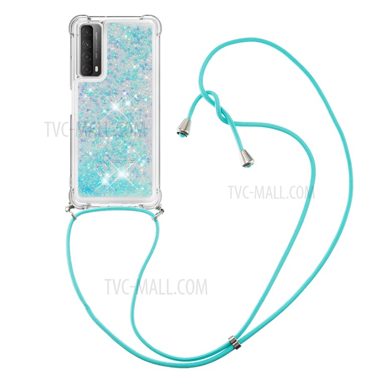 TPU Quicksand Design Phone Protective Shell Cover with Hanging Strap for Huawei P smart 2021/Y7a - Baby Blue-3