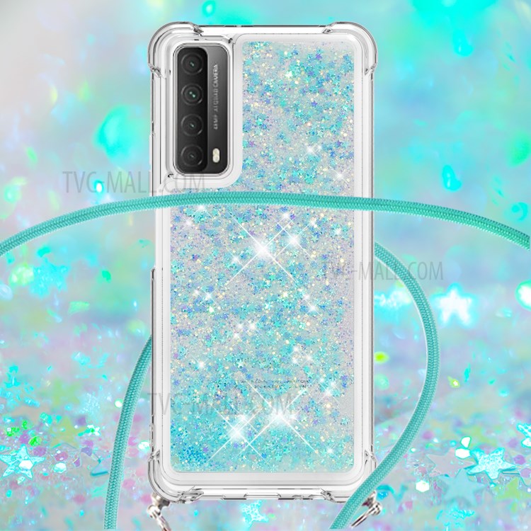 TPU Quicksand Design Phone Protective Shell Cover with Hanging Strap for Huawei P smart 2021/Y7a - Baby Blue-4