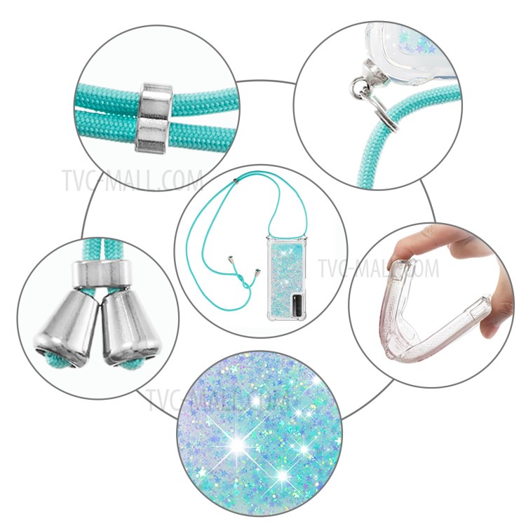 TPU Quicksand Design Phone Protective Shell Cover with Hanging Strap for Huawei P smart 2021/Y7a - Baby Blue-5