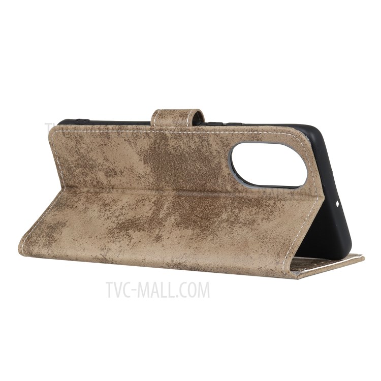 Vintage Texture Style Wallet TPU + PU Leather Stand Case for Huawei Nova 8 Pro 5G - Khaki-3
