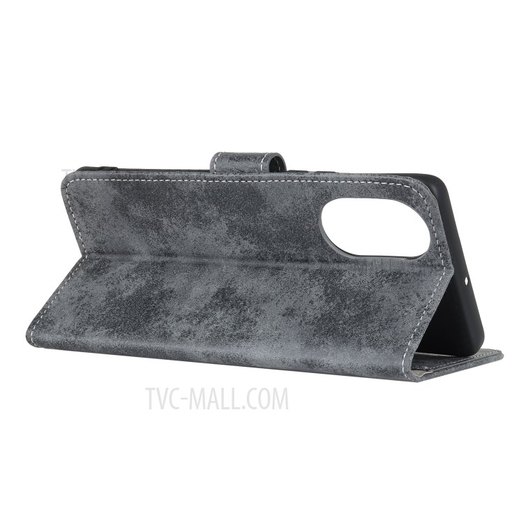 Vintage Texture Style Wallet TPU + PU Leather Stand Case for Huawei Nova 8 5G - Grey-3