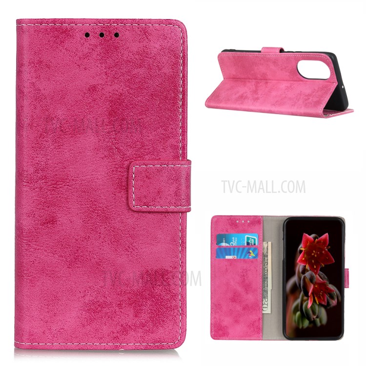 Vintage Texture Style Wallet TPU + PU Leather Stand Case for Huawei Nova 8 5G - Rose-1