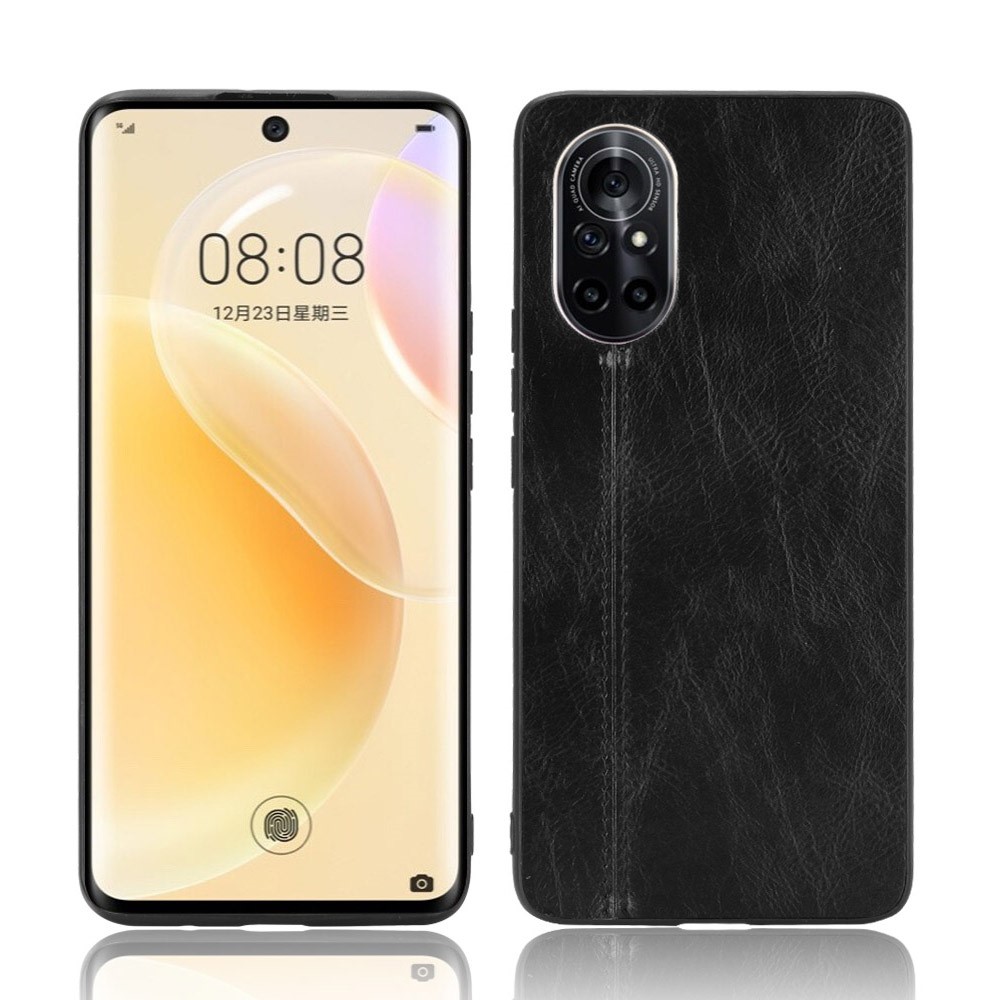 PC Recubierta de Cuero PU + TPU Hybrid Case Para Huawei Nova 8 5G - Negro