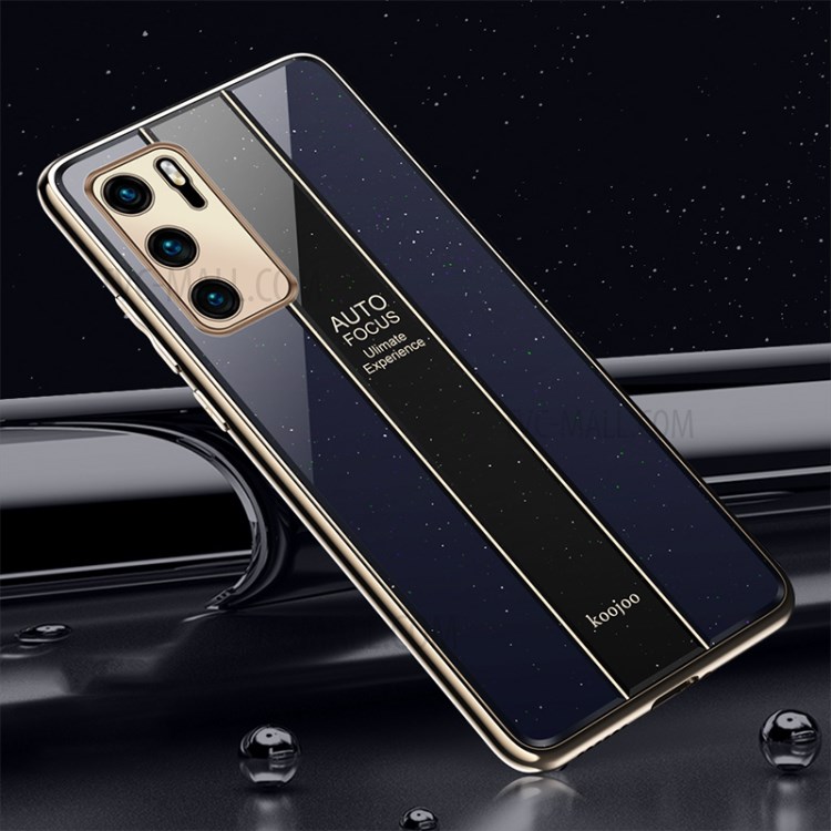 Precise Hole Opening Electroplating Frame Design PC+TPU Phone Cover Shell for Huawei P40 - Blue-1