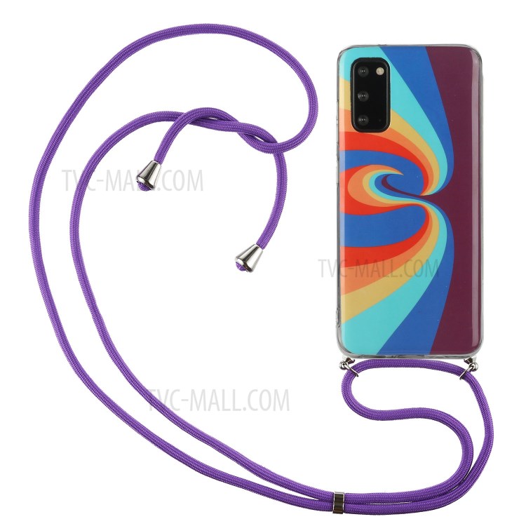 Anti-drop Rainbow Pattern IMD TPU Protective Case with 60 Inches Strap for Huawei P smart 2021/Y7a - Swirl Rainbow-1