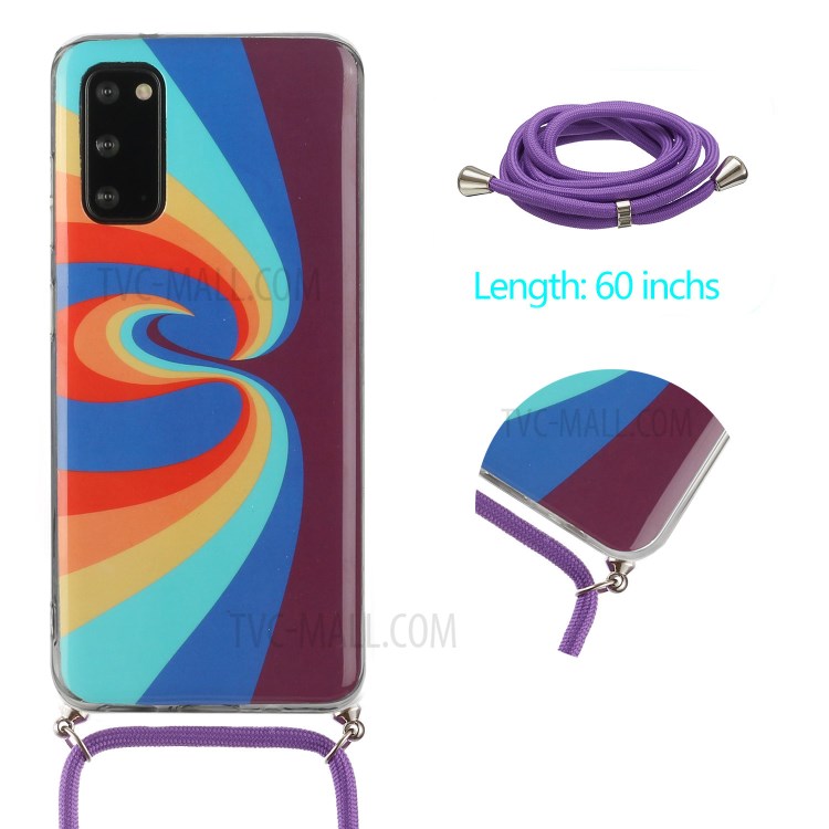Anti-drop Rainbow Pattern IMD TPU Protective Case with 60 Inches Strap for Huawei P smart 2021/Y7a - Swirl Rainbow-2