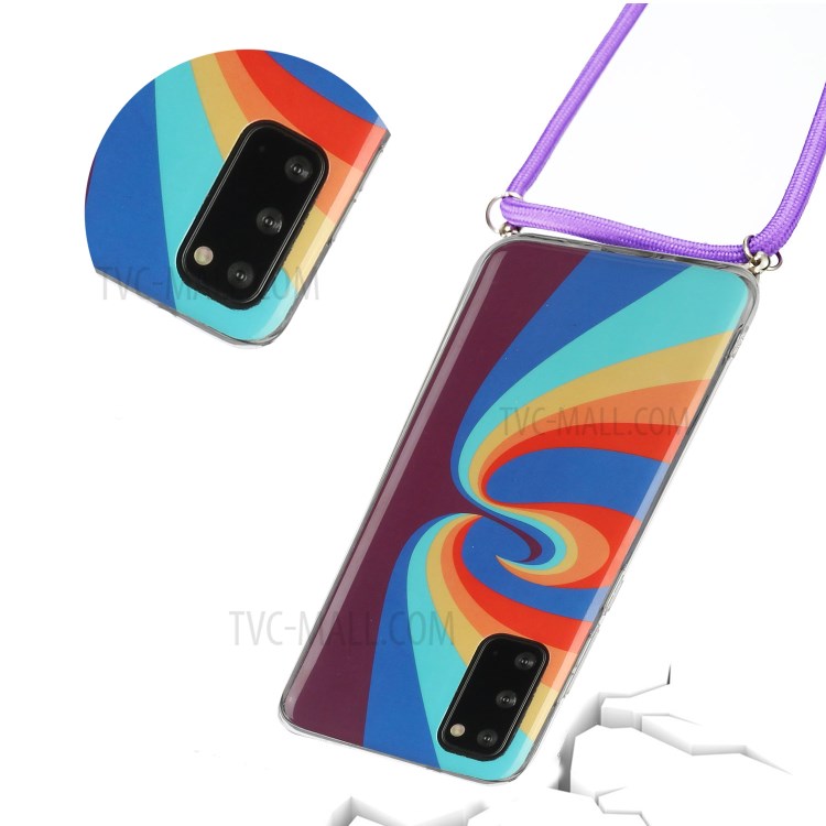 Anti-drop Rainbow Pattern IMD TPU Protective Case with 60 Inches Strap for Huawei P smart 2021/Y7a - Swirl Rainbow-3