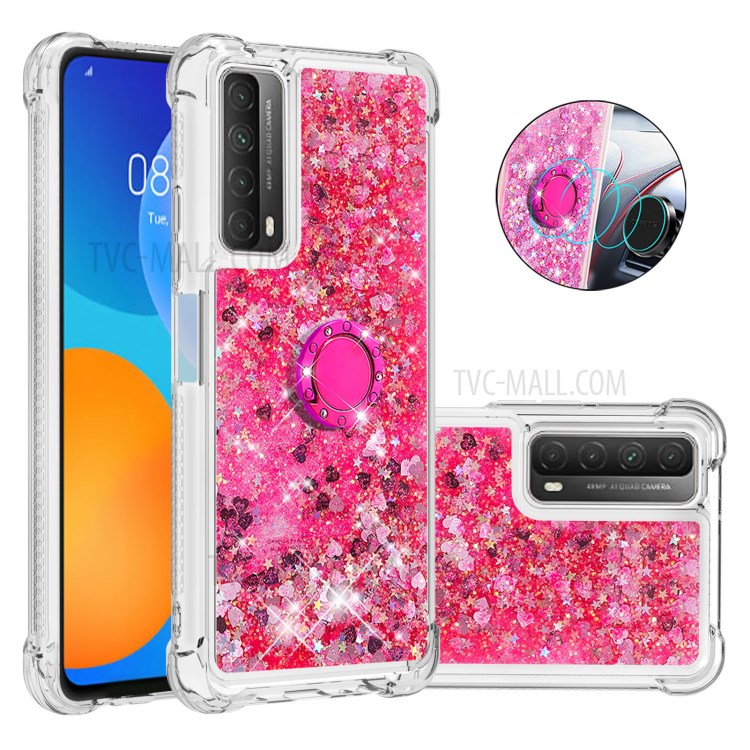 Choque-absorvido Rapidamente O Shell De Proteção Do Telefone Celular Do TPU Com Kickstand Do Anel Para O IPhone 12 Mini - Rosa-1