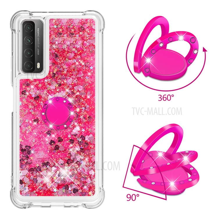 Choque-absorvido Rapidamente O Shell De Proteção Do Telefone Celular Do TPU Com Kickstand Do Anel Para O IPhone 12 Mini - Rosa-2