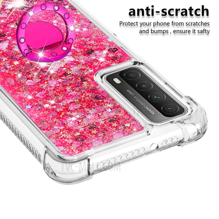 Choque-absorvido Rapidamente O Shell De Proteção Do Telefone Celular Do TPU Com Kickstand Do Anel Para O IPhone 12 Mini - Rosa-4