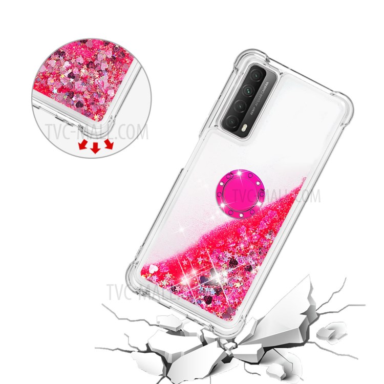 Choque-absorvido Rapidamente O Shell De Proteção Do Telefone Celular Do TPU Com Kickstand Do Anel Para O IPhone 12 Mini - Rosa-5