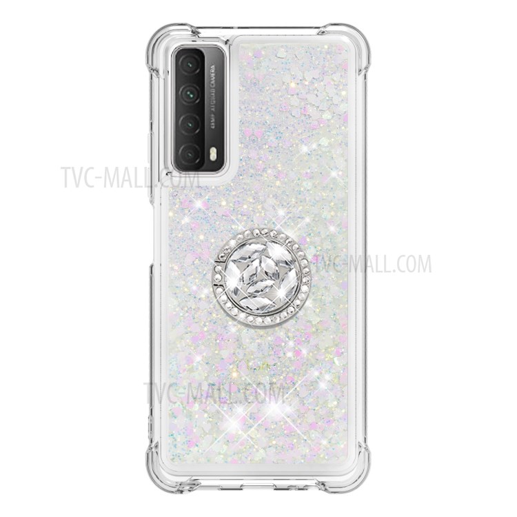 Shock-Absorbed Quicksand TPU Cell Phone Protective Shell with Ring Kickstand for iPhone 12 mini - Silver-2