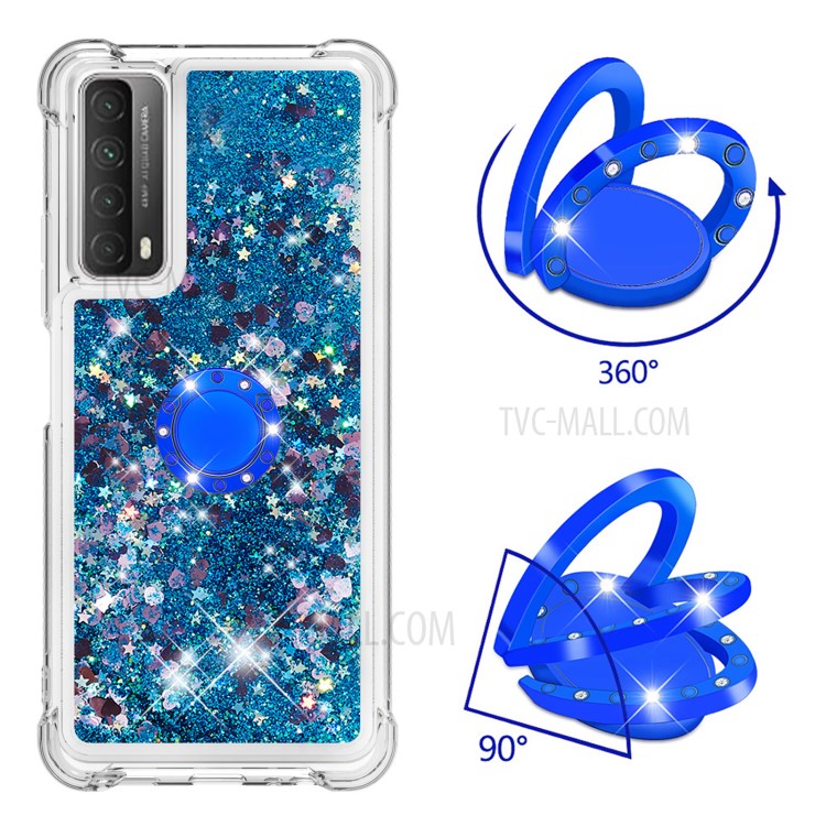 Shock-Absorbed Quicksand TPU Cell Phone Protective Shell with Ring Kickstand for iPhone 12 mini - Blue-2