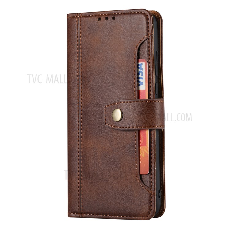 Leather Wallet Protective Cover for Huawei P30 Lite/nova 4e Stand Case - Brown-4