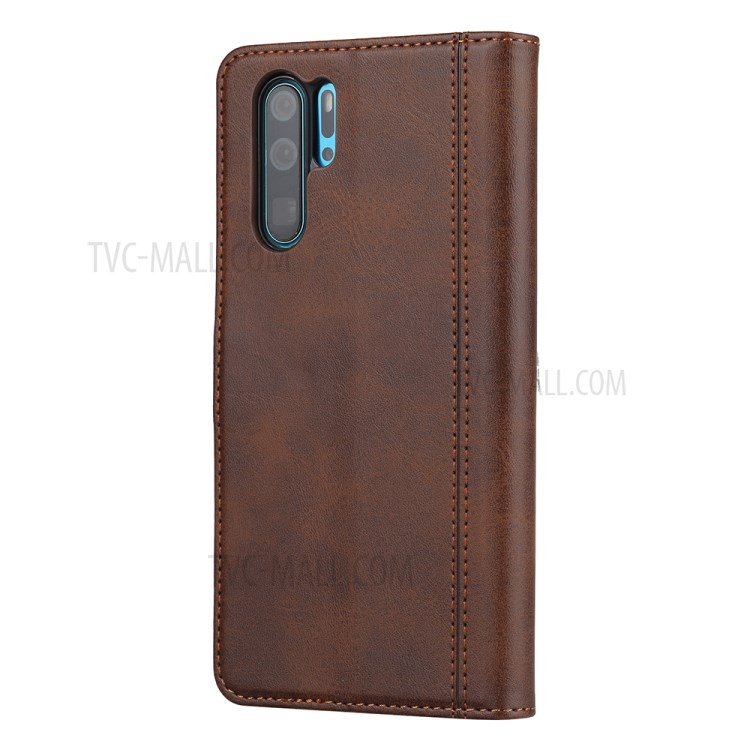 Stand Leather Wallet Protective Cover for Huawei P30 Pro Case - Brown-3