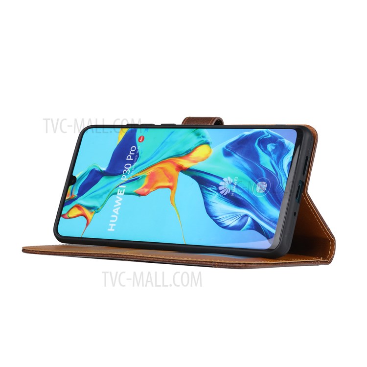 Stand Leather Wallet Protective Cover for Huawei P30 Pro Case - Brown-5