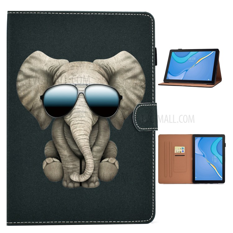 Vivid Pattern Leather Case for Huawei MatePad T10S/T10/Enjoy Tablet 2 10.1/Honor Pad X6/Pad 6 10.1-inch - Elephant-1