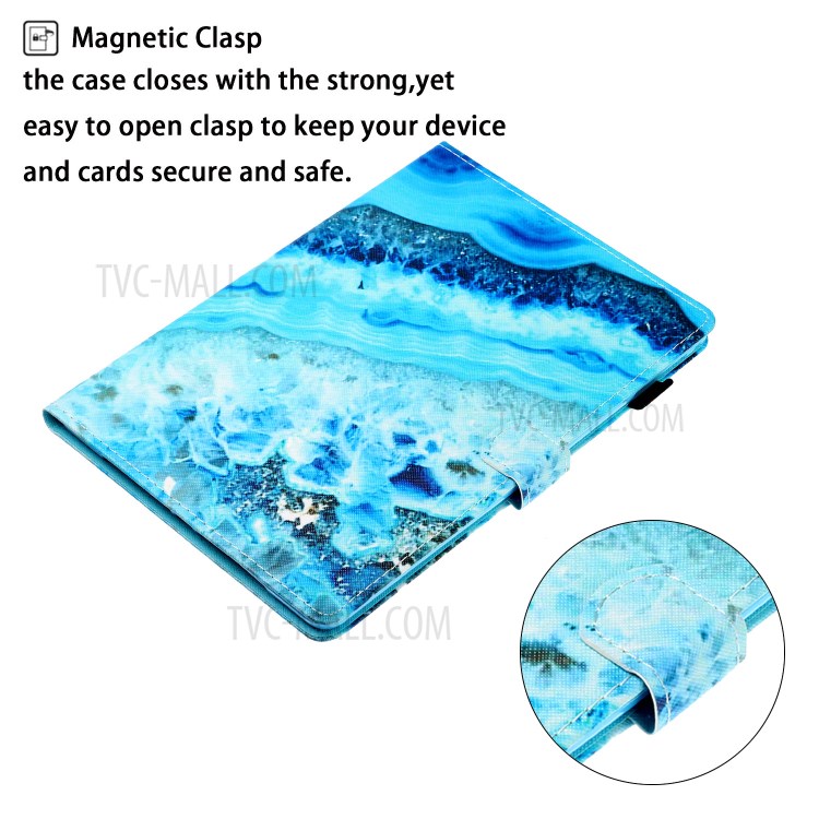 Card Slots Design Pattern Printing Tablet Cover Case for Huawei MatePad T10/MatePad T10S/Enjoy Tablet 2/Honor Pad 6 10.1-inch/X6 9.7 inch - Sea Wave-5