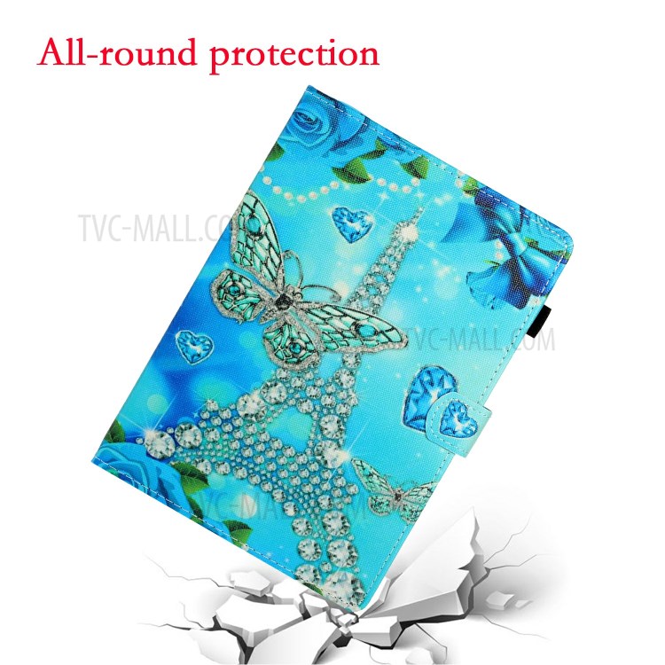 Card Slots Design Pattern Printing Tablet Cover Case for Huawei MatePad T10/MatePad T10S/Enjoy Tablet 2/Honor Pad 6 10.1-inch/X6 9.7 inch - Butterfly and Tower-4