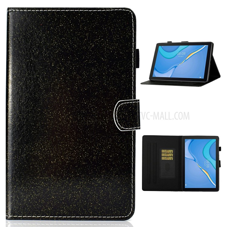 Glitter Powder Shiny Leather Smart Case with Card Slots for Honor Pad X6 / Honor Pad 6 / Huawei Enjoy Tablet 2 / Huawei MatePad T10S/T10 - Black-1
