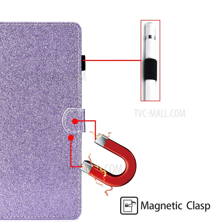 Glitter Powder Shiny Leather Smart Case with Card Slots for Honor Pad X6 / Honor Pad 6 / Huawei Enjoy Tablet 2 / Huawei MatePad T10S/T10 - Purple-7