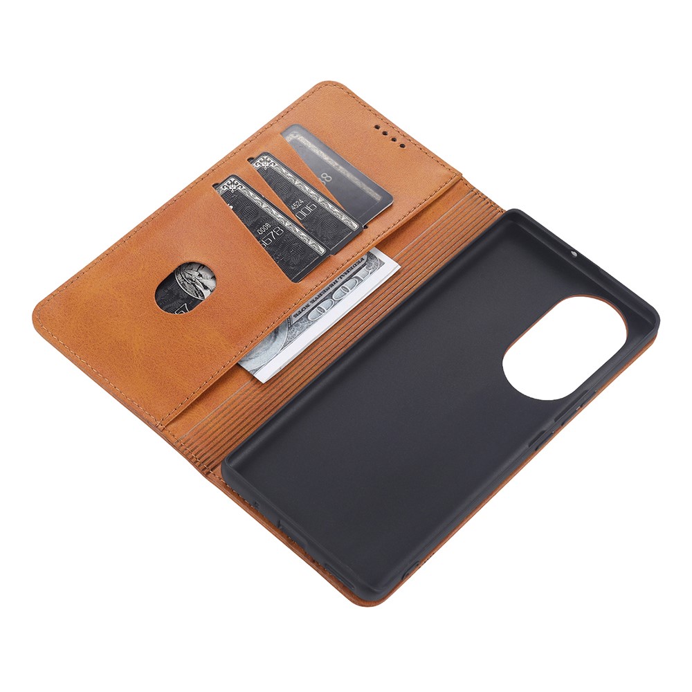 AZNS Auto-absorbed Magnetic Stand Wallet Leather Mobile Shell Case for Huawei nova 8 5G - Brown-10