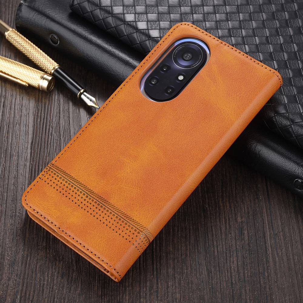 AZNS Auto-absorbed Magnetic Stand Wallet Leather Mobile Shell Case for Huawei nova 8 5G - Brown-14