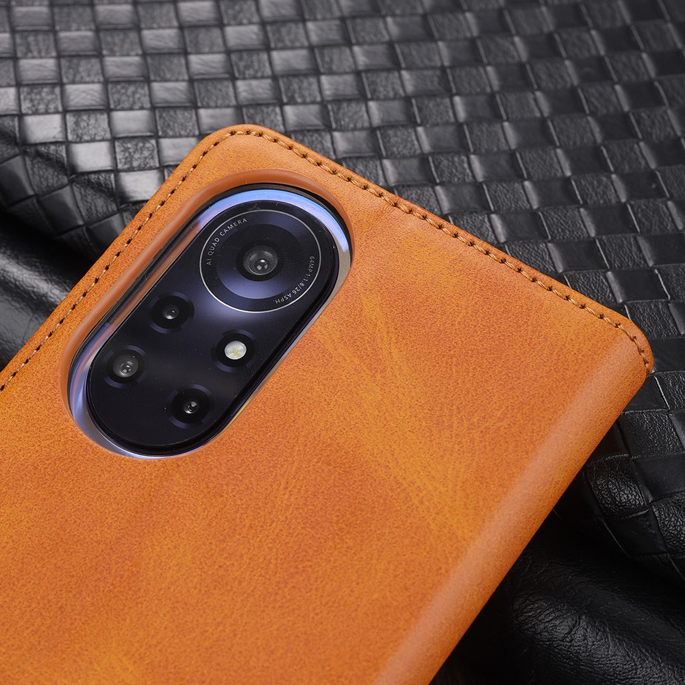 AZNS Auto-absorbed Magnetic Stand Wallet Leather Mobile Shell Case for Huawei nova 8 5G - Brown-19