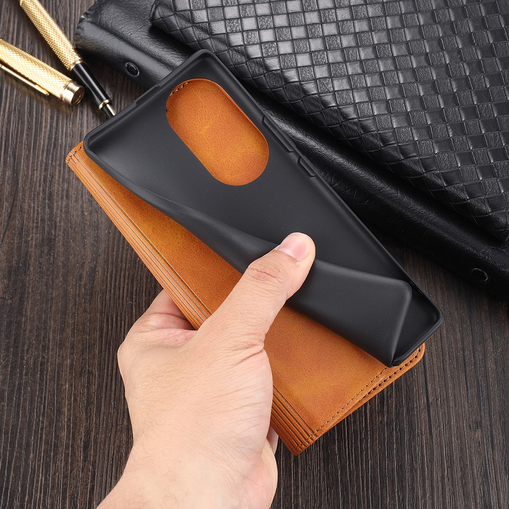 AZNS Auto-absorbed Magnetic Stand Wallet Leather Mobile Shell Case for Huawei nova 8 5G - Brown-23