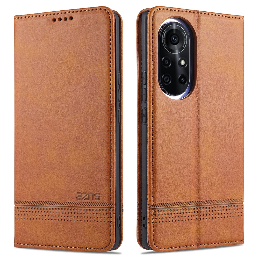 AZNS Auto-absorbed Magnetic Stand Wallet Leather Mobile Shell Case for Huawei nova 8 5G - Brown-4