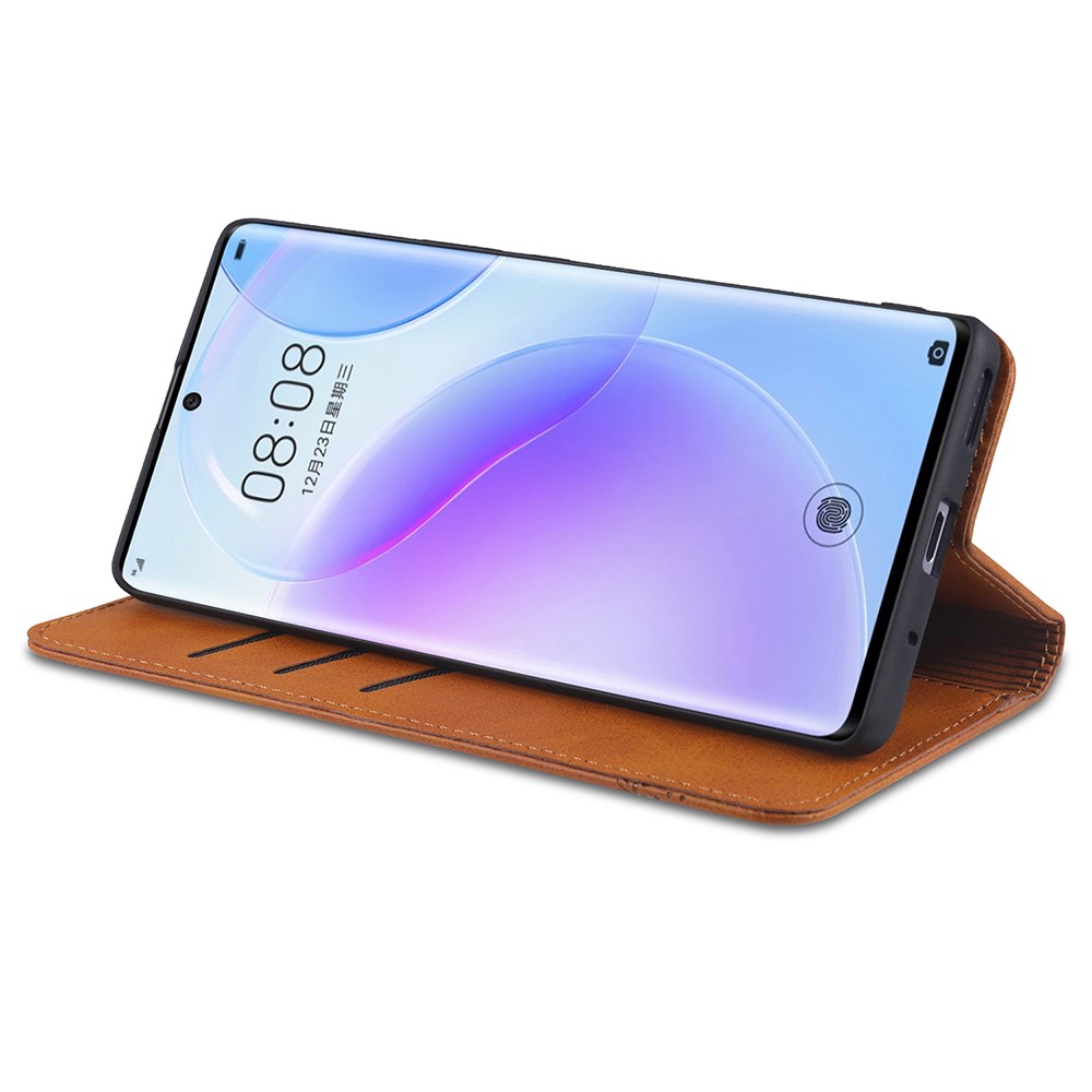 AZNS Auto-absorbed Magnetic Stand Wallet Leather Mobile Shell Case for Huawei nova 8 5G - Brown-6