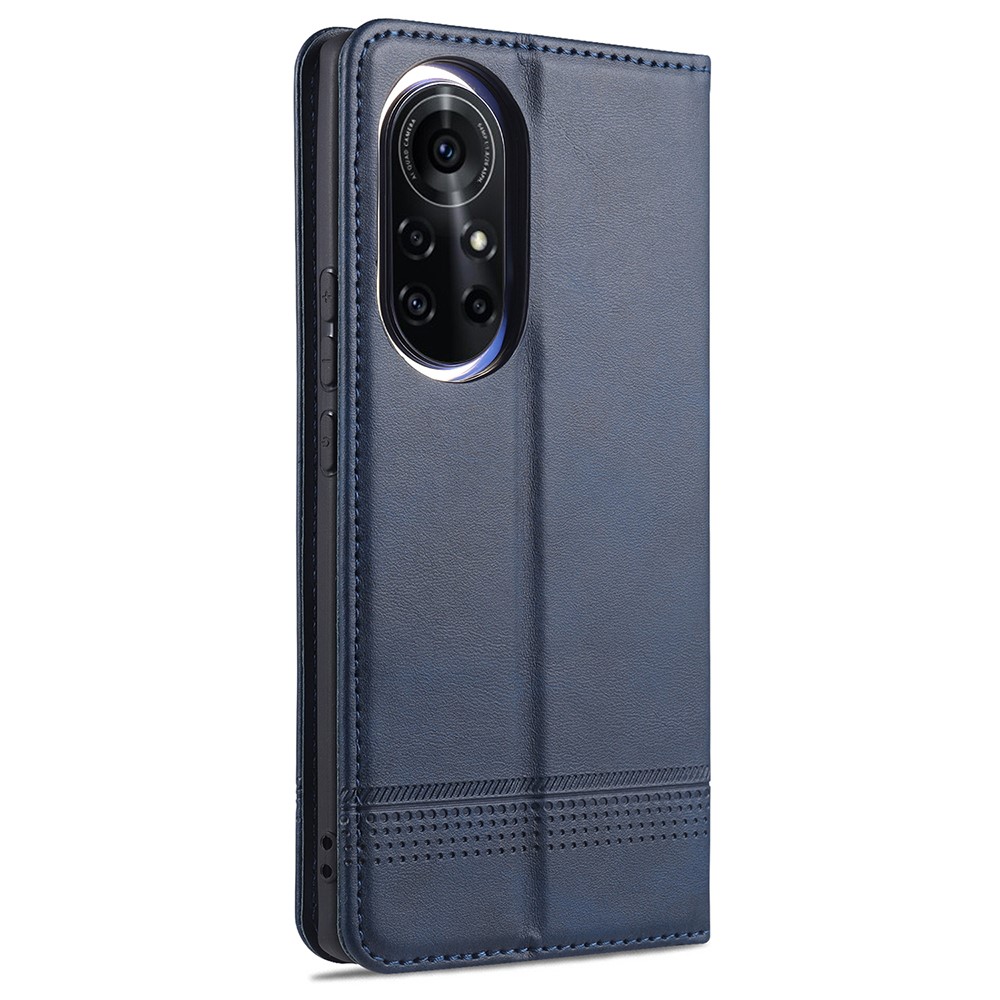 Case de Carcasa Móvil de Cuero de Soporte Magnético Azns Auto-absorbido Para Huawei Nova 8 Pro 5G - Azul-3