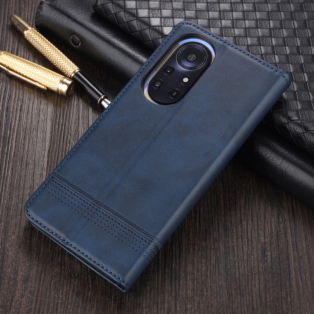 AZNS Auto-absorbed Magnetic Stand Wallet Leather Mobile Shell Case for Huawei Nova 8 Pro 5G - Blue-6