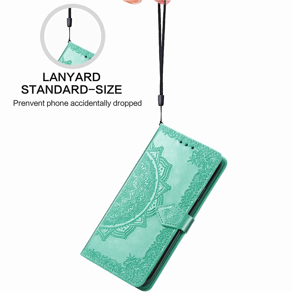 Embossed Mandala Flower PU Leather Case Wallet for Huawei Mate 40 Pro - Green-16