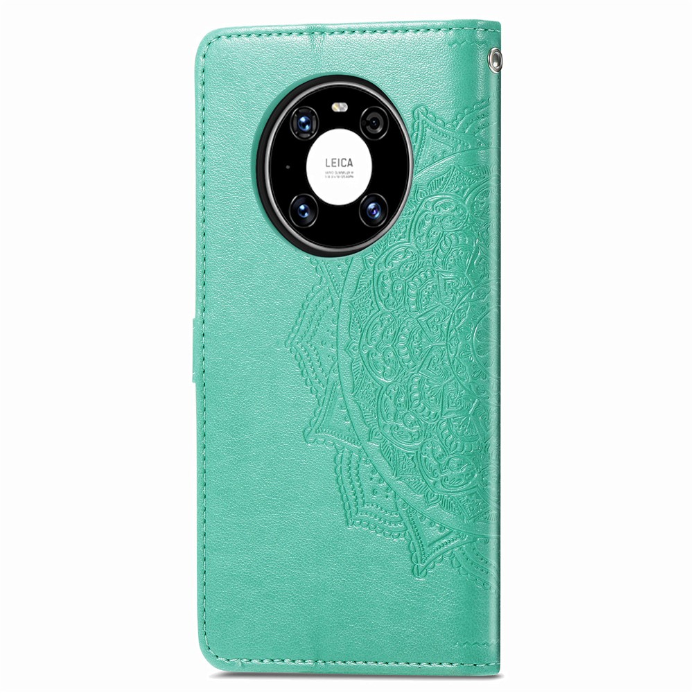 Embossed Mandala Flower PU Leather Case Wallet for Huawei Mate 40 Pro - Green-4