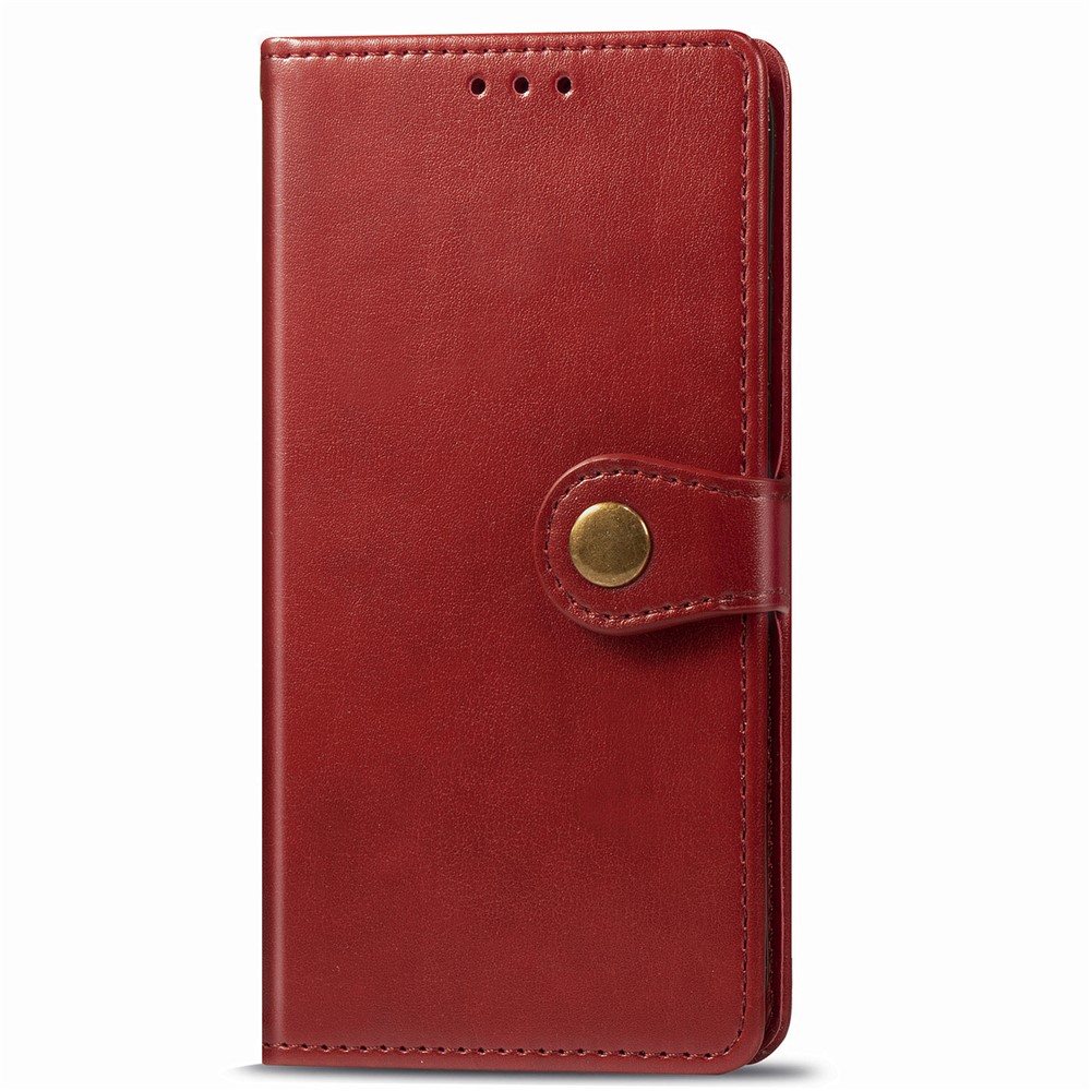 Solid Color Wallet Stand Leather Phone Shell for Huawei P smart 2021 / Huawei Y7a - Red-4