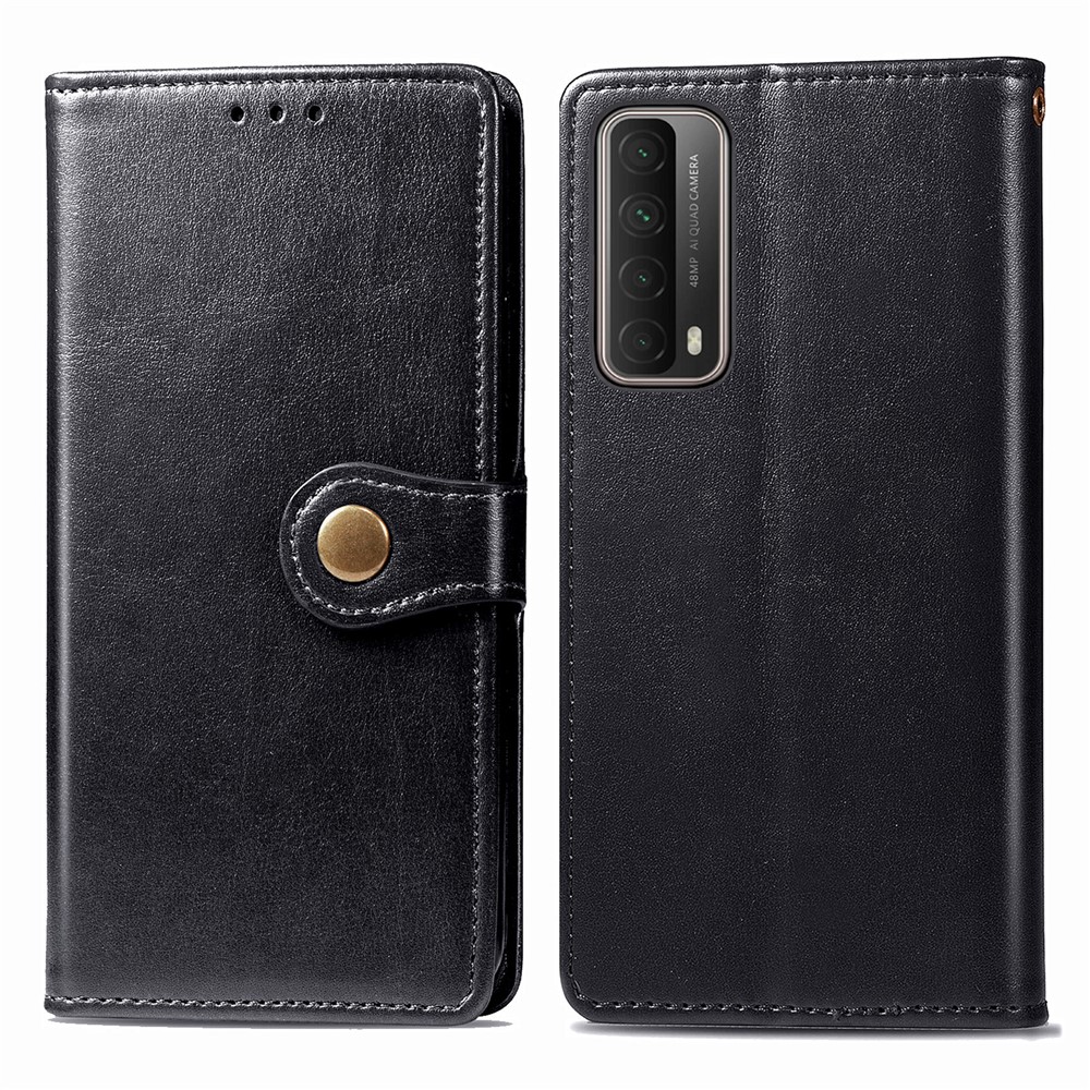 Solid Color Wallet Stand Leather Phone Shell for Huawei P smart 2021 / Huawei Y7a - Black-2