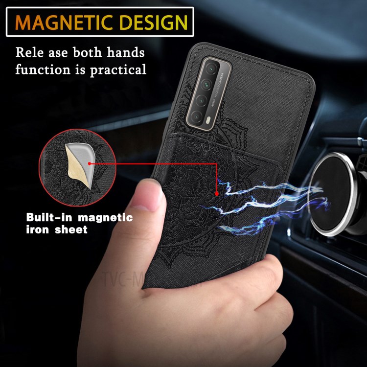Mandala Flower Pattern PU Leather+TPU Flip Wallet Phone Case for Huawei P smart 2021 / Y7a - Black-11